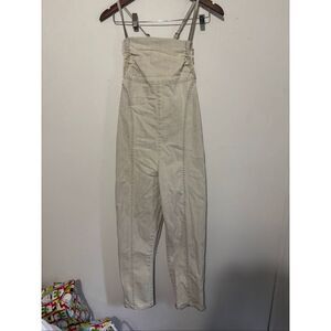 Threadstory Women’s Small Light Blue Acid Wash Fringe Overalls